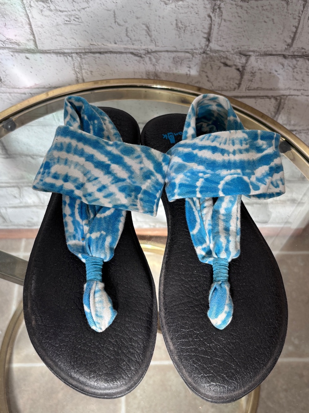Sanuk Women's Blue and White Tie-Dye Yoga Sling Sandals
